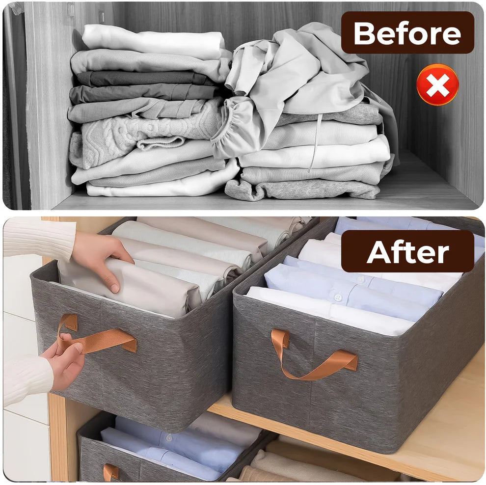 Premium Clothes Organizer for Wardrobe | Foldable & Stackable Closet Organizer, 2 Pieces