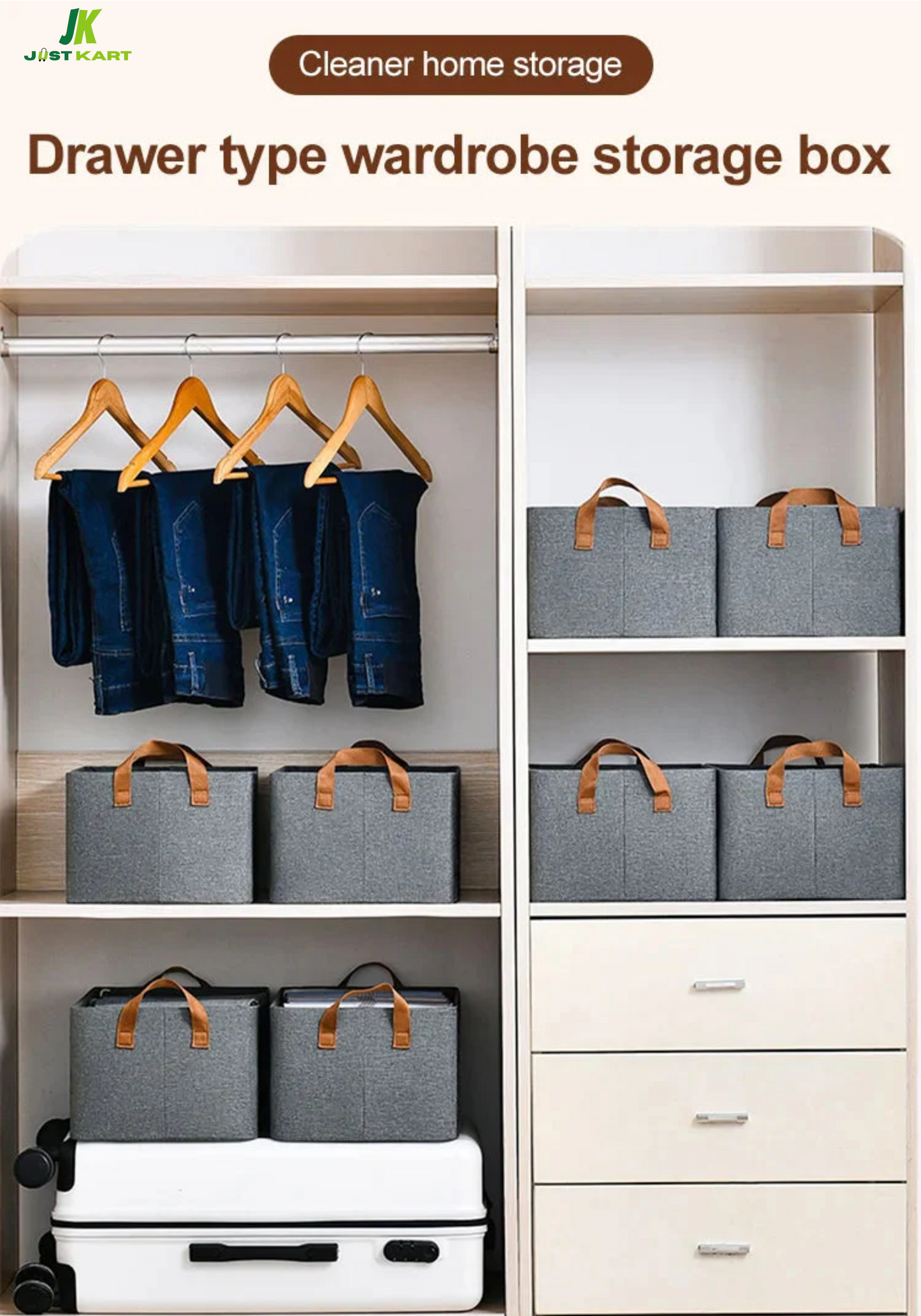 Premium Clothes Organizer for Wardrobe | Foldable & Stackable Closet Organizer, 2 Pieces